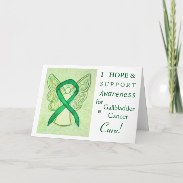 Gallbladder Cancer Awareness Ribbon Greeting Card (Front)
