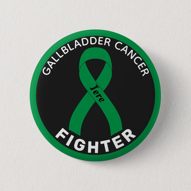Gallbladder Cancer Fighter Ribbon Black Button (Front)