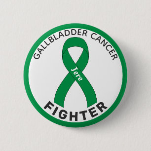 Gallbladder Cancer Fighter Ribbon White Button