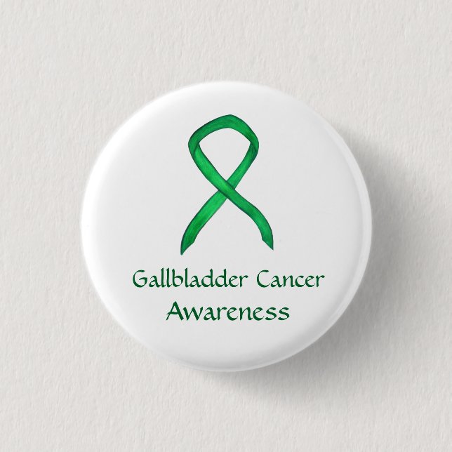 Gallbladder Cancer Green Awareness Ribbon Pin (Front)