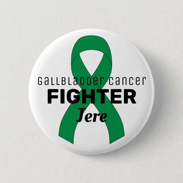 Gallbladder Cancer Ribbon White Button (Front)