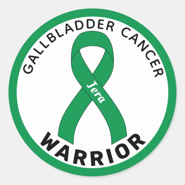 Gallbladder Cancer Warrior Ribbon White Classic Round Sticker (Front)