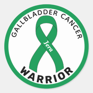 Gallbladder Cancer Warrior Ribbon White Classic Round Sticker