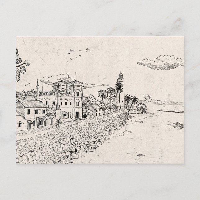 Galle Dutch Fort Sri Lanka Pen Ink Illustration Postcard (Front)