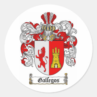 GALLEGOS FAMILY CREST -  GALLEGOS COAT OF ARMS CLASSIC ROUND STICKER