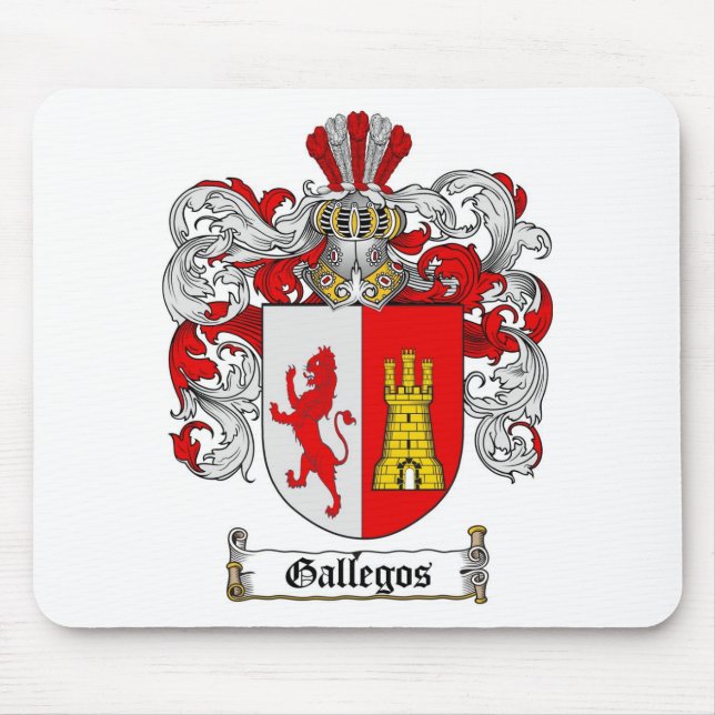 GALLEGOS FAMILY CREST -  GALLEGOS COAT OF ARMS MOUSE MAT (Front)