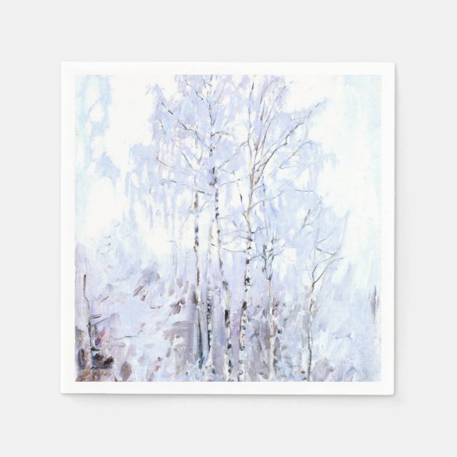Gallen-Kallela - Frosty Birch Trees, fine art Napkin (Front)