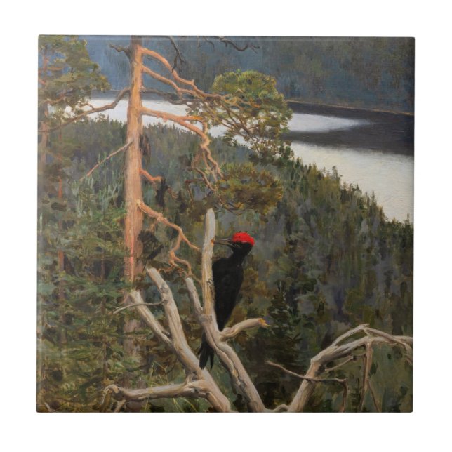 Gallen-Kallela - Great Black Woodpecker 1894 Tile (Front)
