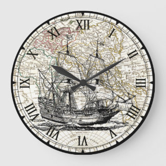 Galleon Sailing Ship~1789 Eastern Hemisphere Map~ Large Clock