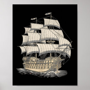 Galleon Ship Sailing Nautical Seafaring Ocean Adve Poster