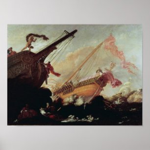 Galleons wrecked on a rocky shore poster