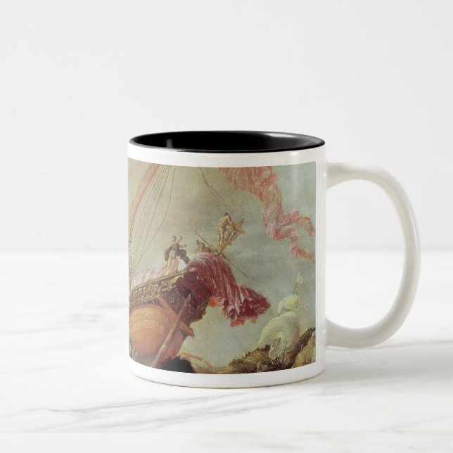 Galleons wrecked on a rocky shore Two-Tone coffee mug (Right)