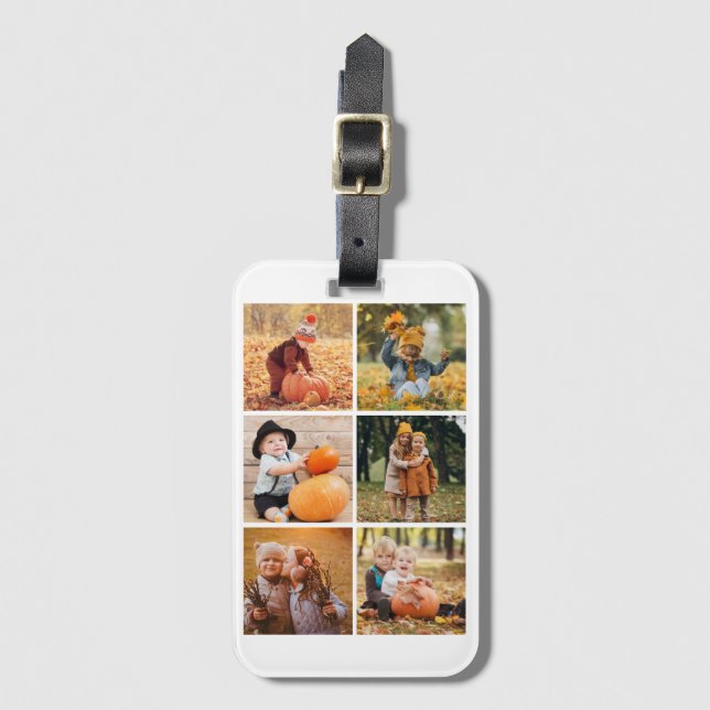 Gallery of 6 Personalised Photos Luggage Tag (Front Vertical)