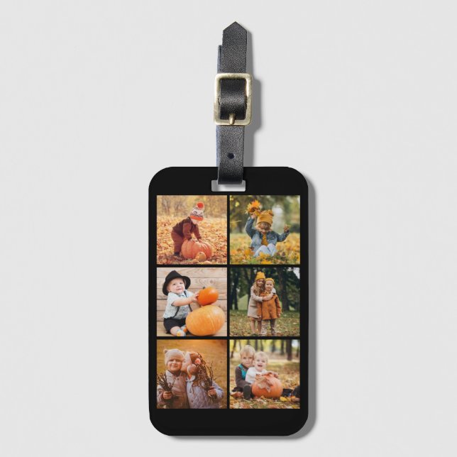 Gallery of 6 Personalised Photos Luggage Tag (Front Vertical)