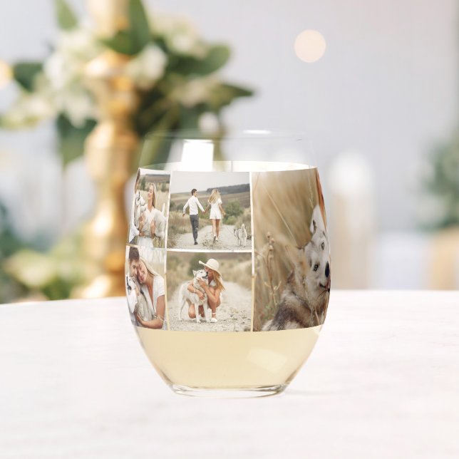 Gallery of 8 Photos Personalised Stemless Wine Glass (Insitu (Wedding))