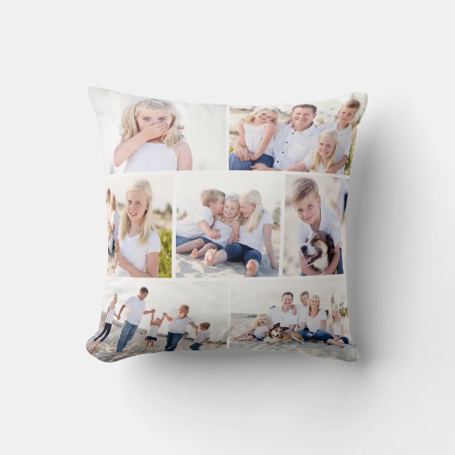 Gallery Of Seven Custom Photo Throw Pillow (Front)