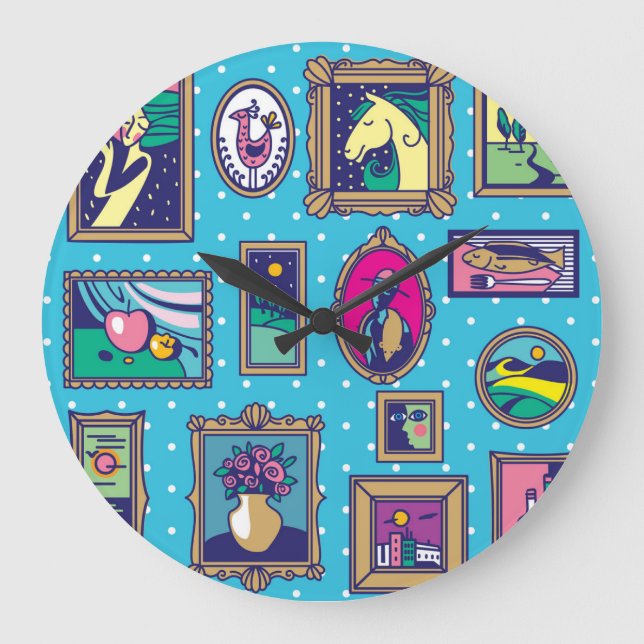 Gallery Wall: Diverse Picture Collection Large Clock (Front)