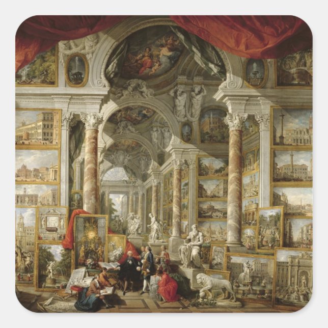 Gallery with Views of Modern Rome, 1759 Square Sticker (Front)