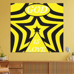 Gallery-Wrapped Canvas: Cyber Yellow & Black Star  Canvas Print