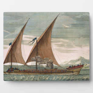 Galley under sail, flying standard of the Commande Plaque