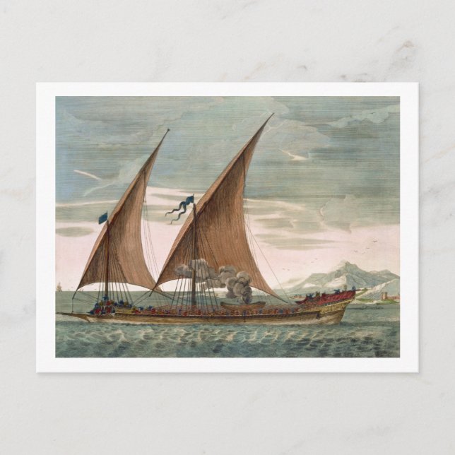 Galley under sail, flying standard of the Commande Postcard (Front)