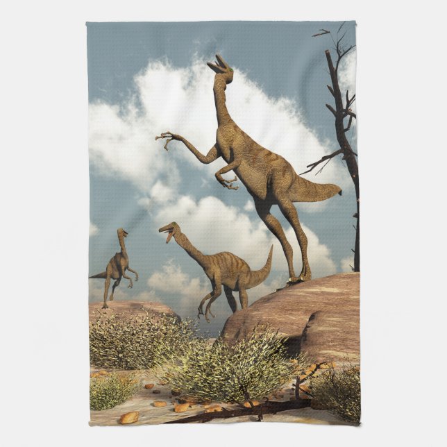 Gallimimus dinosaurs - 3D render Tea Towel (Vertical)