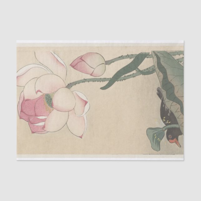 Gallinule With Lotus Flowers by Ohara Koson Tissue Paper (Front)