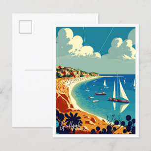 Gallipoli Turkey Travel Vintage illustration Postcard