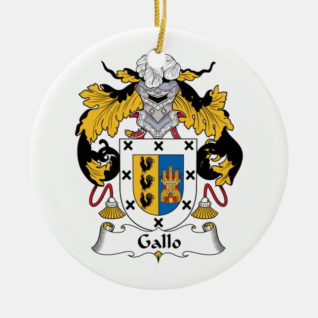 Gallo Family Crest Ceramic Tree Decoration (Front)