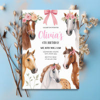 Gallop On Over Floral Horses & Bows Birthday