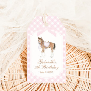 Gallop on Over Girls Pink Horse Birthday Gift Tags