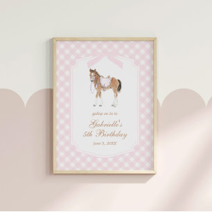 Gallop on Over Girls Pink Horse Birthday Poster