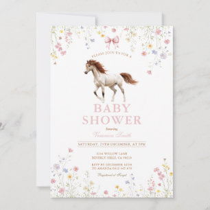 Gallop On Over Wildflower Pony Baby Shower Invitation