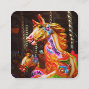 Gallopers (Fairground Horses) Square Business Card