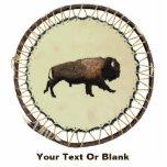 Galloping Bison Photo Sculpture Magnet<br><div class="desc">A galloping bison is painted on the skin side of a beaver pelt stretched on a willow hoop. The bison (Bison bison), the largest land mammal in North America, is considered a keystone species: they once roamed the continent in great herds, and their grazing pressure helped shape the ecology of...</div>
