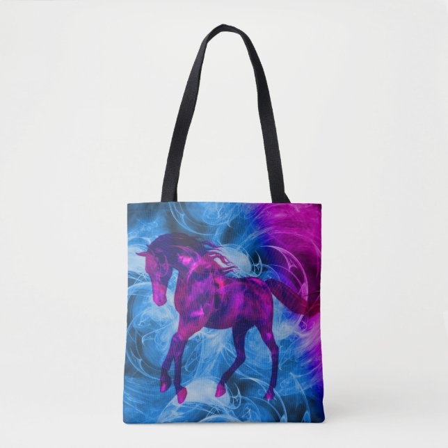 Galloping Black Fantasy Horse  Tote Bag (Front)