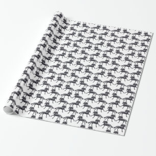 Galloping Black Friesian Horse Wrapping Paper