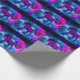 Galloping Black Horse Fantasy Personalized Wrapping Paper