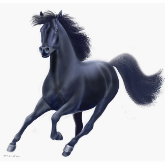 Galloping Black Thoroughbred Holiday Ornament Photo Sculpture Decoration (Front)