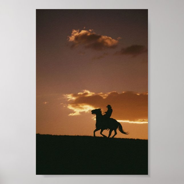 Galloping Cowboy Silhouette Poster (Front)