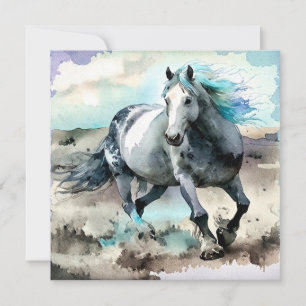Galloping Draught Horse Watercolour Holiday Card
