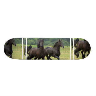 Galloping Friesian Horses  Skateboard