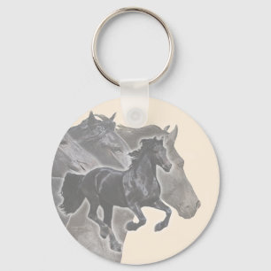 Galloping Friesians Key Ring