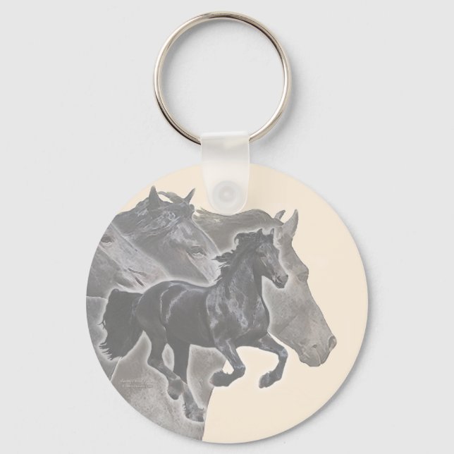 Galloping Friesians Key Ring (Front)