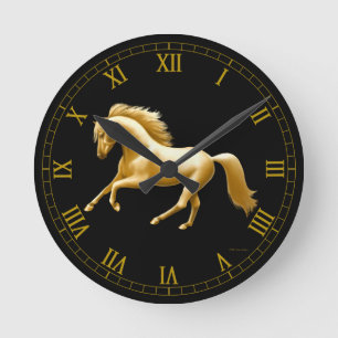 Galloping Golden Horse Wall Clock
