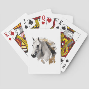 Galloping Grace White Horse Art Playing Cards