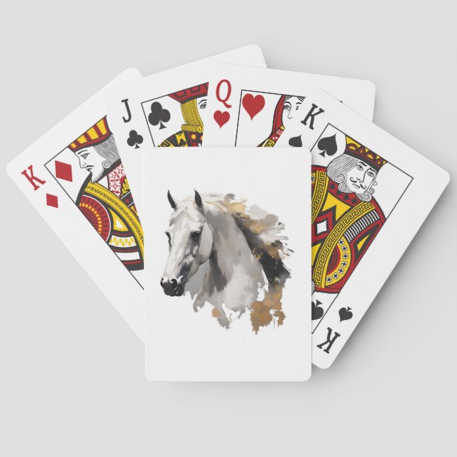Galloping Grace White Horse Art Playing Cards (Back)