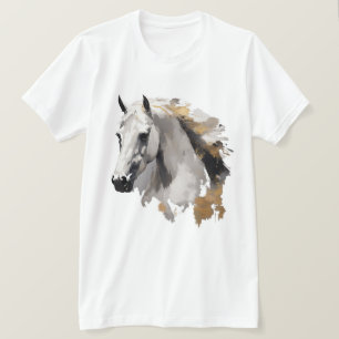 Galloping Grace White Horse Art T-Shirt