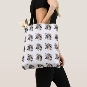 Galloping Grace White Horse Art Tote Bag