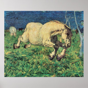 Galloping Horse by Giovanni Segantini, Vintage Art Poster